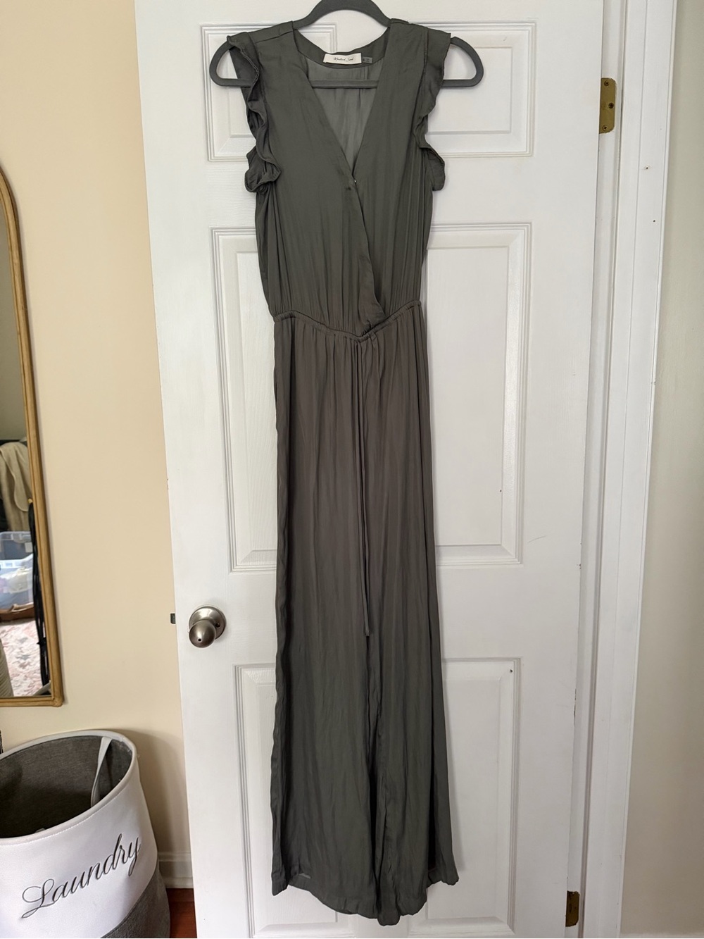 Mustard Seed Olive Green Ruffle Sleeve jumpsuit